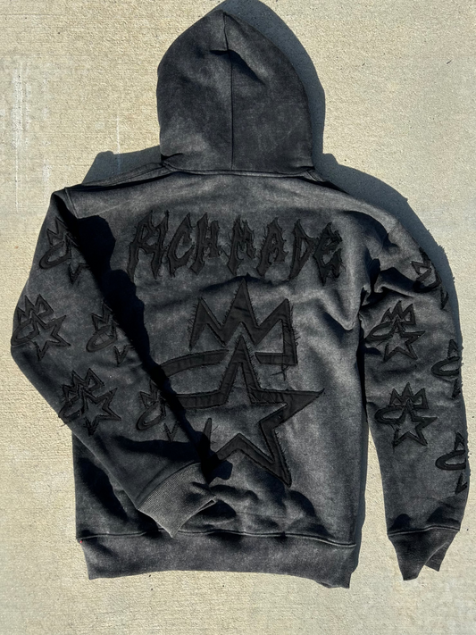 STAR4K NEW ACID WASHED OVERSIZED HOODIE (BLACKOUT)