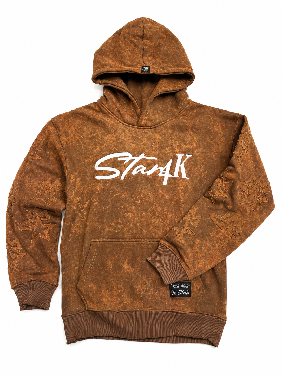 OVERSIZED STAR4K 'RICH MADE' HOODIE- BROWN