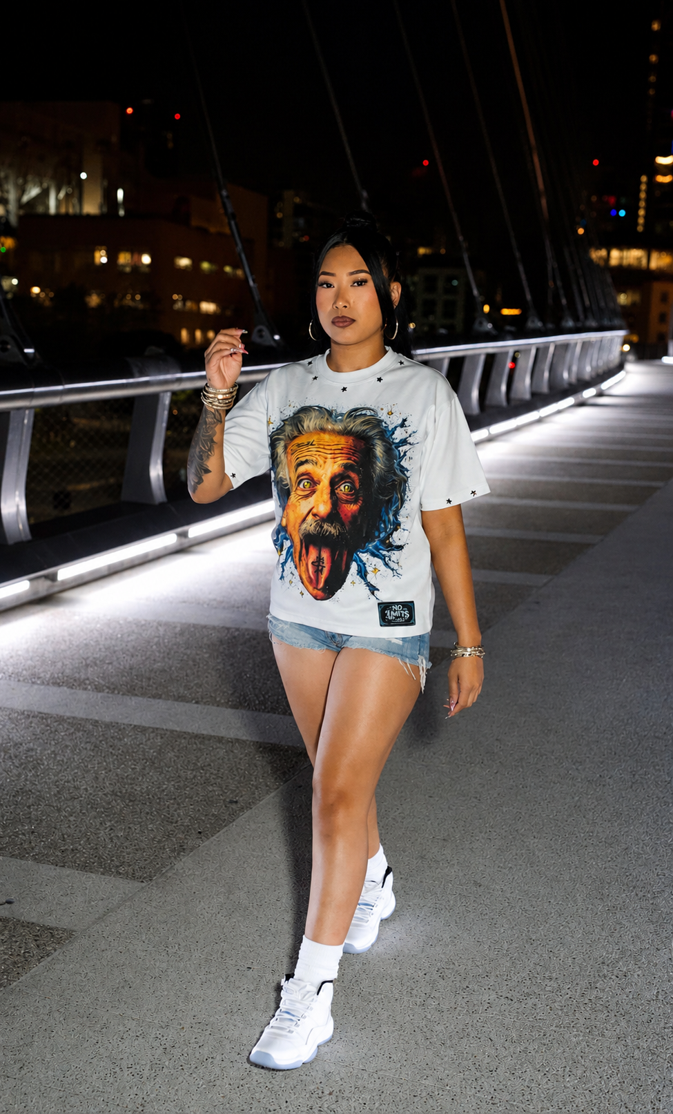 OVERSIZED GRAPHIC EINSTEIN TEE- WHITE