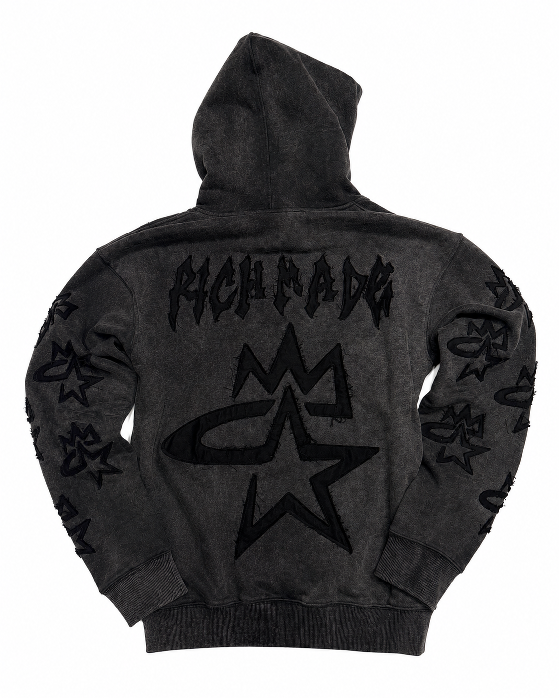 OVERSIZED STAR4K 'RICH MADE' HOODIE- BLACK