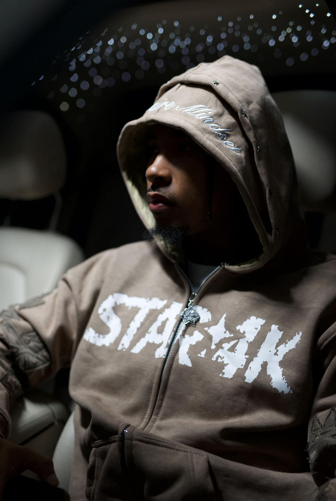 DOUBLE HOOD ZIP UP-BROWN