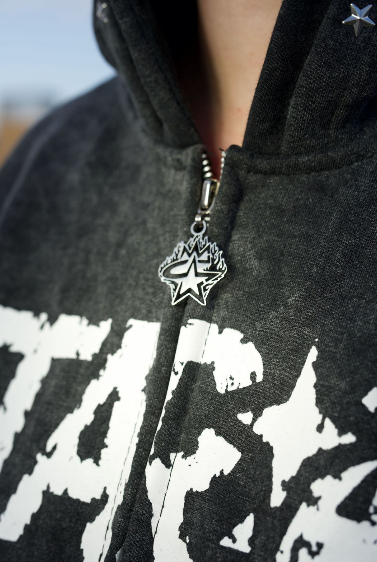 DOUBLE HOOD ZIP UP- BLACK