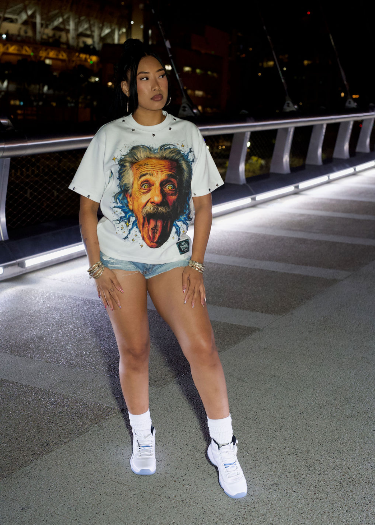 OVERSIZED GRAPHIC EINSTEIN TEE- WHITE