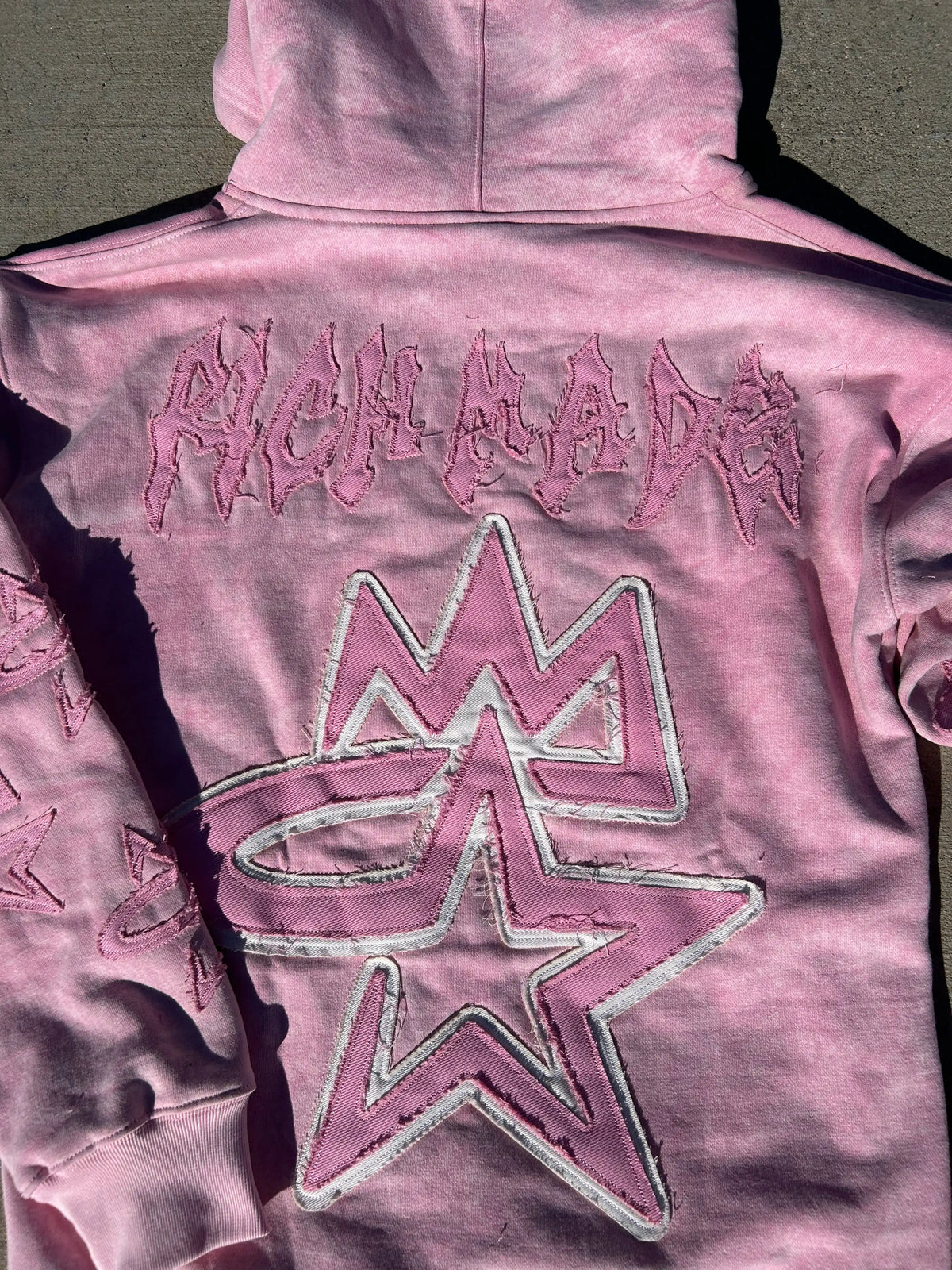 STAR4K NEW ACID WASHED OVERSIZED HOODIE (PINK)