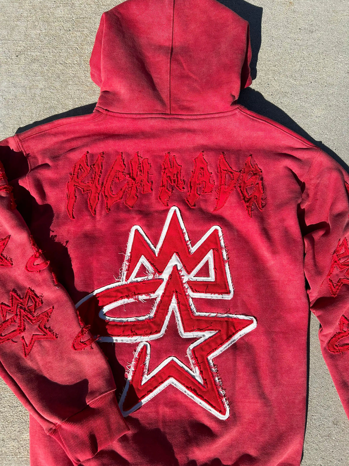 STAR4K NEW ACID WASHED OVERSIZED HOODIE (RED)