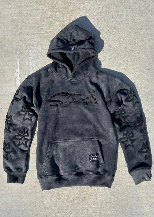 STAR4K NEW ACID WASHED OVERSIZED HOODIE (BLACKOUT)